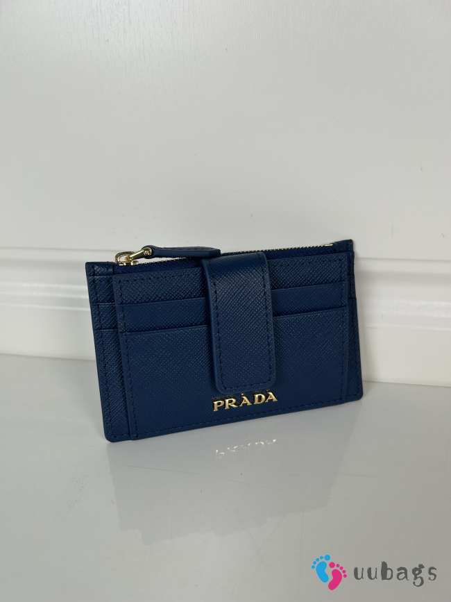 Uubags Prada Saffiano Business Card Case Navy Blue Leather 7.5x12cm - 1