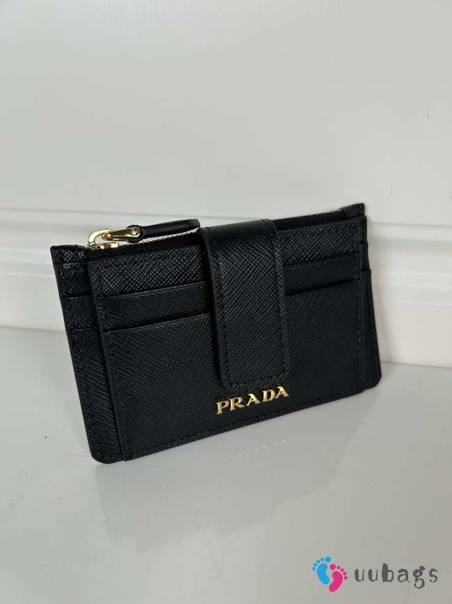 Uubags Prada Saffiano Business Card Case Black Leather 7.5x12cm - 1