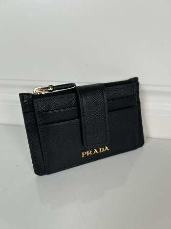 Uubags Prada Saffiano Business Card Case Black Leather 7.5x12cm