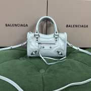 Uubags Balenciaga Le City Bag Nano in light blue Arena Storico lambskin, brass hardware 18x12x6cm - 1