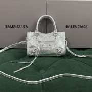 Uubags Balenciaga Le City Bag Nano in metallized silver Arena Storico lambskin, brass hardware 18x12x6cm - 1