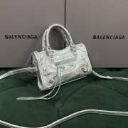 Uubags Balenciaga Le City Bag Nano in metallized silver Arena Storico lambskin, brass hardware 18x12x6cm - 6