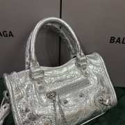 Uubags Balenciaga Le City Bag Nano in metallized silver Arena Storico lambskin, brass hardware 18x12x6cm - 5