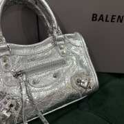 Uubags Balenciaga Le City Bag Nano in metallized silver Arena Storico lambskin, brass hardware 18x12x6cm - 4