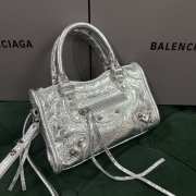 Uubags Balenciaga Le City Bag Nano in metallized silver Arena Storico lambskin, brass hardware 18x12x6cm - 3