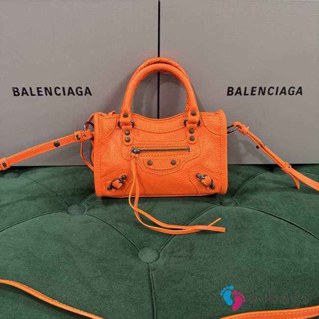 Uubags Balenciaga Le City Bag Nano in orange Arena Storico lambskin, brass hardware 18x12x6cm - 1