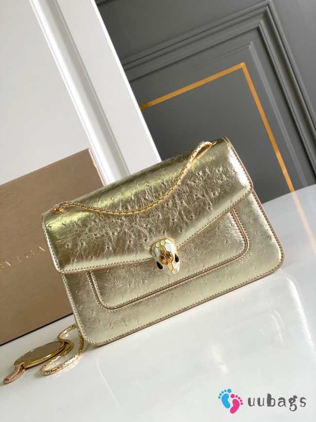 Uubags Bvlgari Serpenti Forever medium top handle bag in light gold 25x16.5x8cm - 1