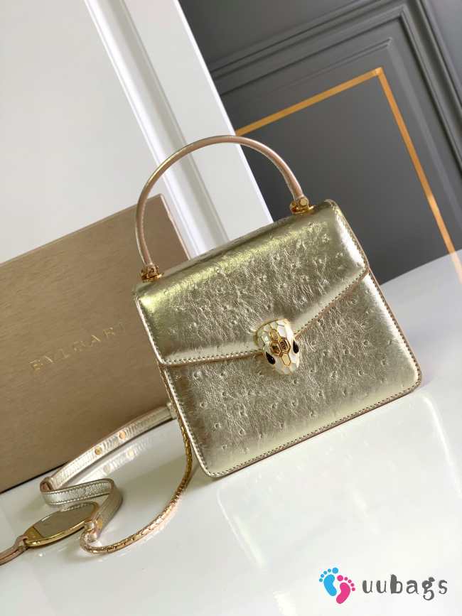 Uubags Bvlgari Serpenti Forever medium top handle bag in light gold 18.5x16x10.5cm - 1