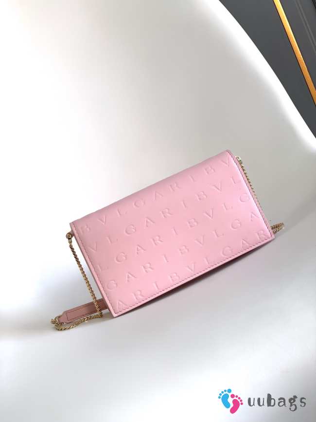 Uubags Bvlgari Logo chain wallet in light pink calfskin 19x10.5x4.5cm - 1