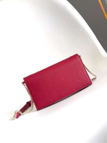 Uubags Bvlgari Logo chain wallet in pink calfskin 19x10.5x4.5cm