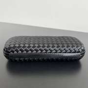 Uubags Bottega Veneta black intrecciato woven satin knot clutch bag with silver buckle 25x10x5cm - 6