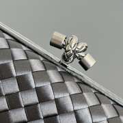 Uubags Bottega Veneta black intrecciato woven satin knot clutch bag with silver buckle 25x10x5cm - 5