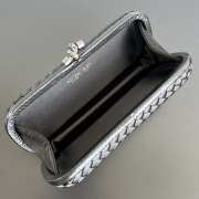 Uubags Bottega Veneta black intrecciato woven satin knot clutch bag with silver buckle 25x10x5cm - 3