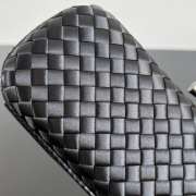 Uubags Bottega Veneta black intrecciato woven satin knot clutch bag with silver buckle 25x10x5cm - 2