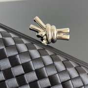 Uubags Bottega Veneta black intrecciato woven satin knot clutch bag with silver buckle 02 25x10x5cm - 2
