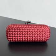 Uubags Bottega Veneta red intrecciato woven satin knot clutch bag with silver buckle 25x10x5cm - 1