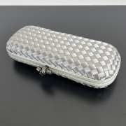 Uubags Bottega Veneta silver intrecciato woven satin knot clutch bag 25x10x5cm - 6