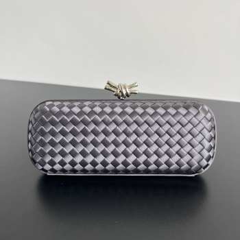Uubags Bottega Veneta purple intrecciato woven satin knot clutch bag 02 25x10x5cm