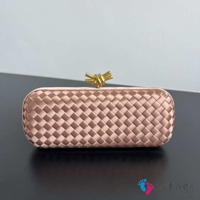Uubags Bottega Veneta orange intrecciato woven satin knot clutch bag 02 25x10x5cm - 1