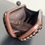 Uubags Bottega Veneta dark brown intrecciato woven satin knot clutch bag 25x10x5cm - 6