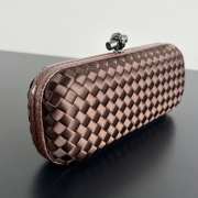 Uubags Bottega Veneta dark brown intrecciato woven satin knot clutch bag 25x10x5cm - 5