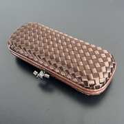 Uubags Bottega Veneta dark brown intrecciato woven satin knot clutch bag 25x10x5cm - 2