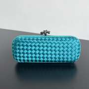 Uubags Bottega Veneta blue intrecciato woven satin knot clutch bag 25x10x5cm - 1