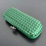 Uubags Bottega Veneta dark green intrecciato woven satin knot clutch bag 02 25x10x5cm - 3