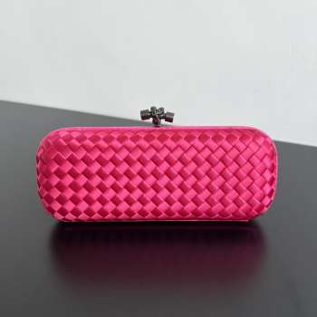 Uubags Bottega Veneta pink intrecciato woven satin knot clutch bag 25x10x5cm