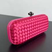 Uubags Bottega Veneta pink intrecciato woven satin knot clutch bag 25x10x5cm - 6