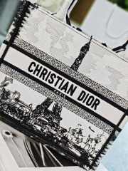 Uubags Medium Dior Book Tote White and Black Paris Embroidery Bag 36.5x28x14cm  - 6