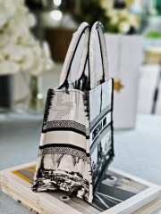 Uubags Medium Dior Book Tote White and Black Paris Embroidery Bag 36.5x28x14cm  - 5