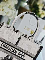 Uubags Medium Dior Book Tote White and Black Paris Embroidery Bag 36.5x28x14cm  - 3