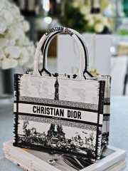 Uubags Medium Dior Book Tote White and Black Paris Embroidery Bag 36.5x28x14cm  - 2