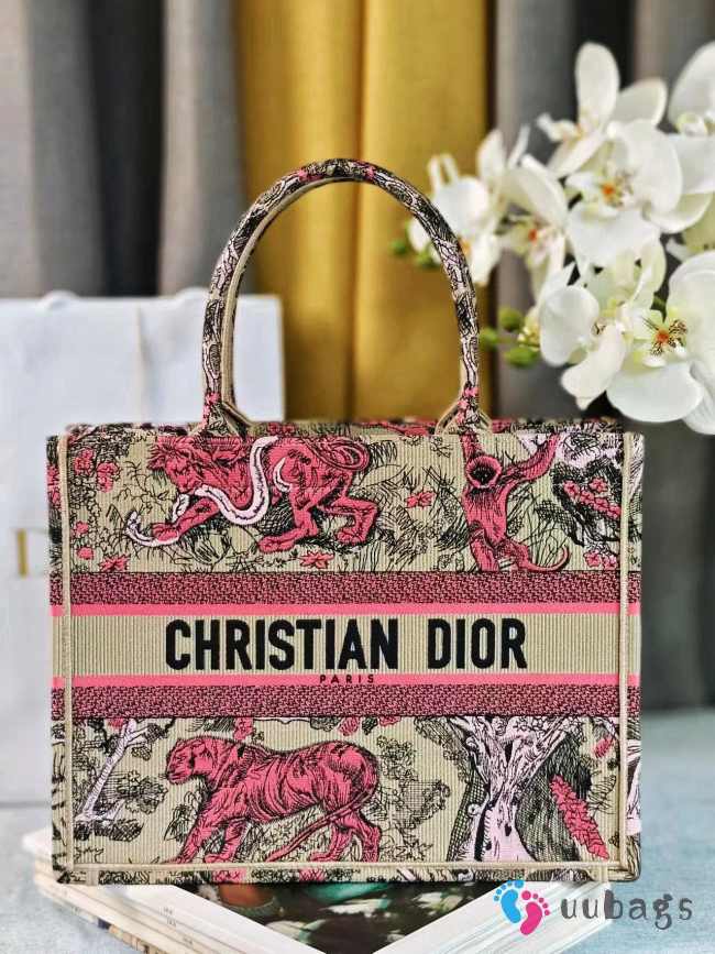 Uubags Medium Dior Dioriviera Book Tote Bag Pink Beige 36.5x28x14cm  - 1