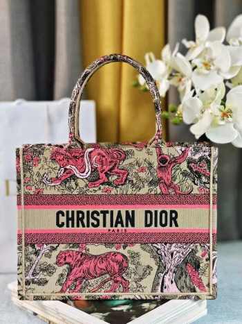 Uubags Medium Dior Dioriviera Book Tote Bag Pink Beige 36.5x28x14cm 