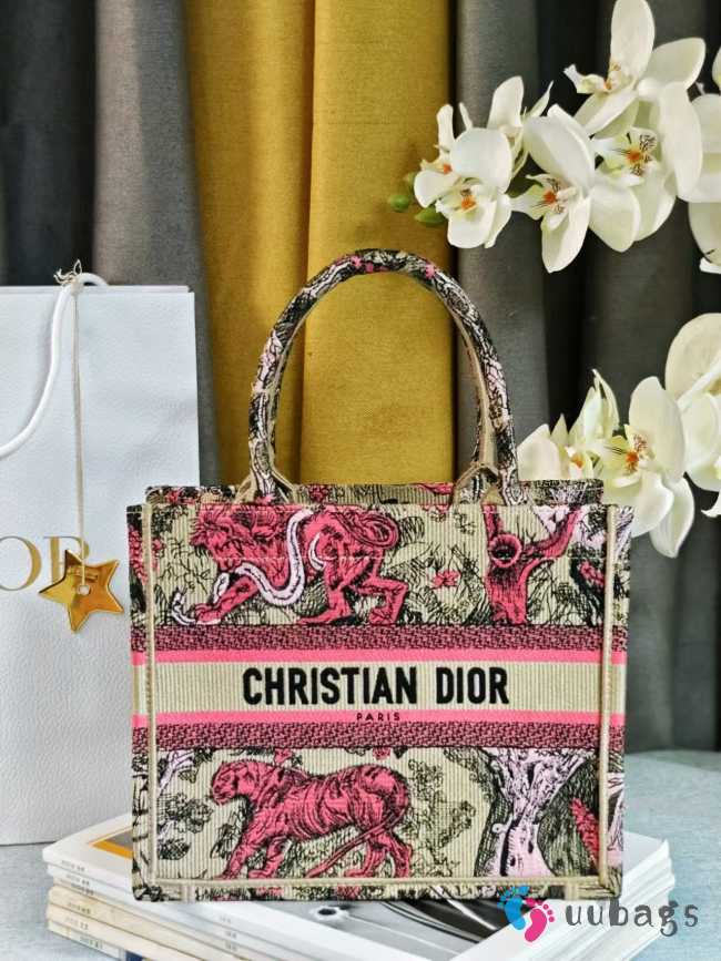 Uubags Small Dior Dioriviera Book Tote Bag Pink Beige 26.5x21x14cm - 1