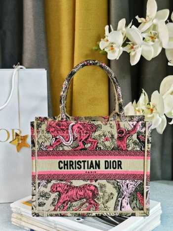 Uubags Small Dior Dioriviera Book Tote Bag Pink Beige 26.5x21x14cm