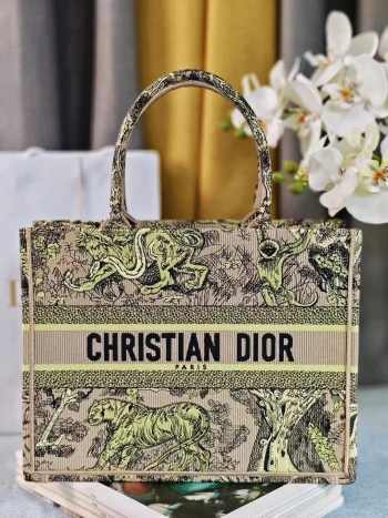Uubags Medium Dior Dioriviera Book Tote Bag 'Yellow Toile' 36x27.5x16.5cm