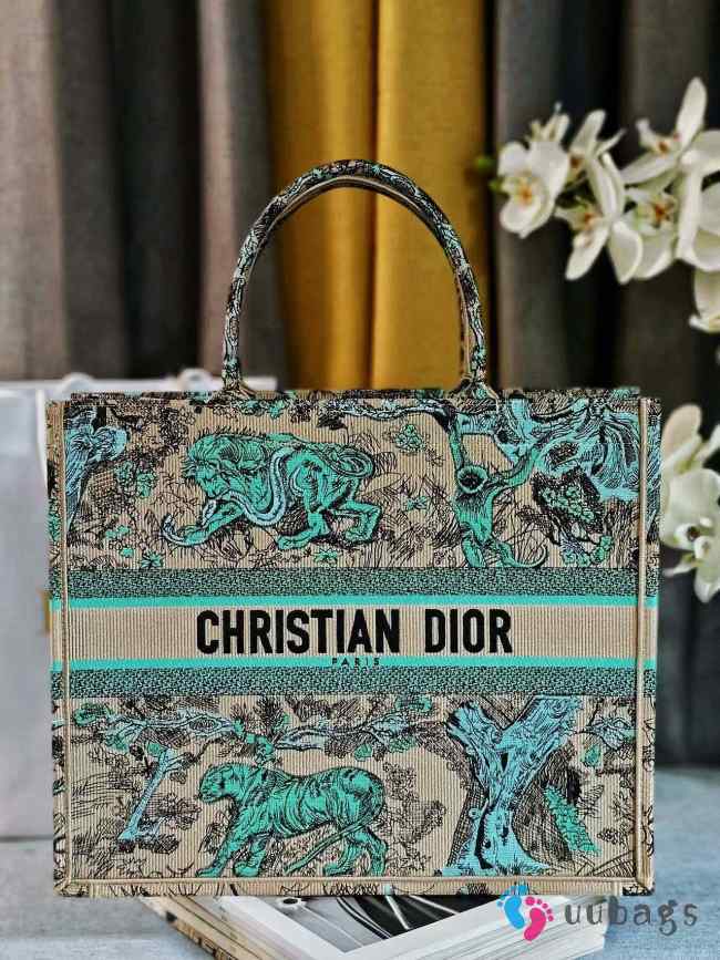 Uubags Large Dior Dioriviera Book Tote Bag Blue Beige 41.5x34.5x16cm - 1