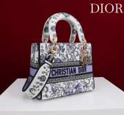 Uubags Dior Lucky Small Lady D-Lite Bag White and Blue Dior Night of Dreams Embroidery 20x18x8cm - 6