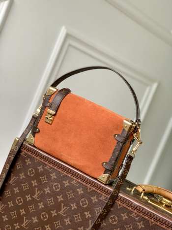 Uubags Louis Vuitton M15072 Side Trunk MM Bag Suede Calfskin Leather In Orange 23.5x16x8.5cm