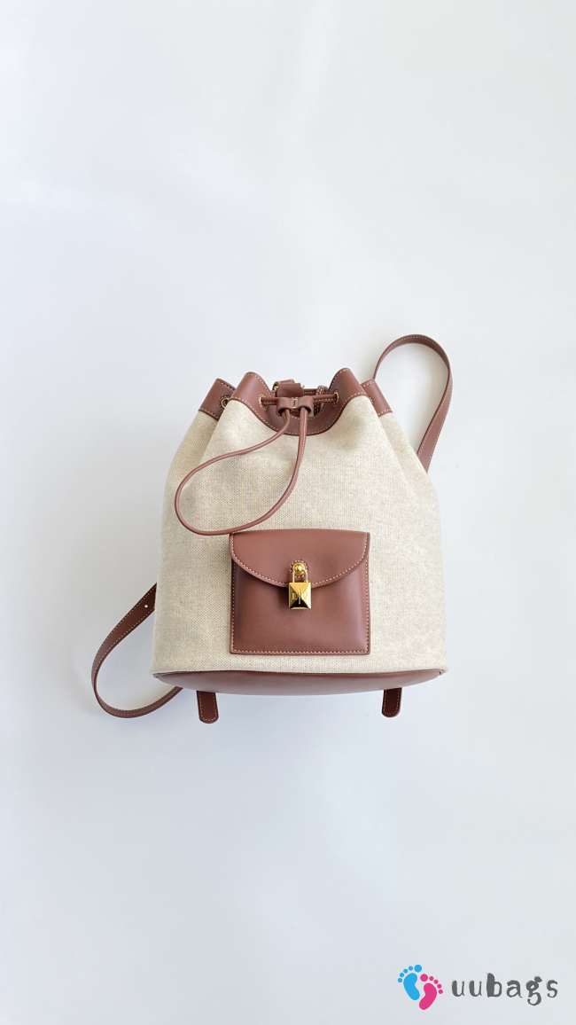 Uubags Loro Piana Extra Drawstring backpack L27 Cotton, Linen In Natural/Caramel Sugar/Sun Gold 25x27x14cm - 1