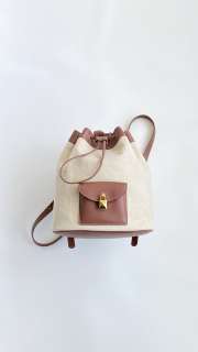 Uubags Loro Piana Extra Drawstring backpack L27 Cotton, Linen In Natural/Caramel Sugar/Sun Gold 25x27x14cm - 1