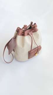 Uubags Loro Piana Extra Drawstring backpack L27 Cotton, Linen In Natural/Caramel Sugar/Sun Gold 25x27x14cm - 3