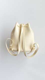 Uubags Loro Piana Extra Drawstring backpack L27 Calfskin In Whisper White/Sun Gold 25x27x14cm - 6