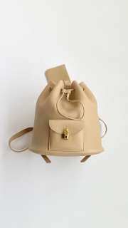 Uubags Loro Piana Extra Drawstring backpack L27 Calfskin In Beige/Sun Gold 25x27x14cm - 1