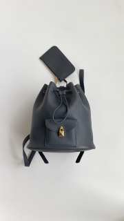 Uubags Loro Piana Extra Drawstring backpack L27 Calfskin In Black/Sun Gold 25x27x14cm - 1