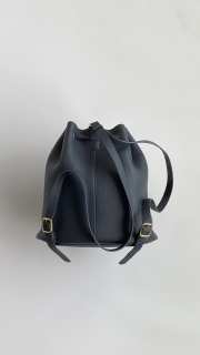 Uubags Loro Piana Extra Drawstring backpack L27 Calfskin In Black/Sun Gold 25x27x14cm - 6