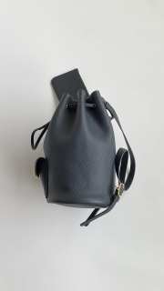 Uubags Loro Piana Extra Drawstring backpack L27 Calfskin In Black/Sun Gold 25x27x14cm - 4